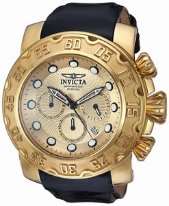 Invicta Lupah Quartz Chronograph Date Black Leather Watch # 22492 (Men Watch)