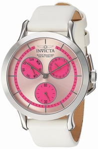 Invicta Angel Quartz Analog Day Date White Leather Watch # 22494 (Women Watch)