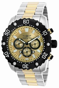 Invicta Gold Dial Fixed Back Ion-plated Band Watch #22519 (Men Watch)