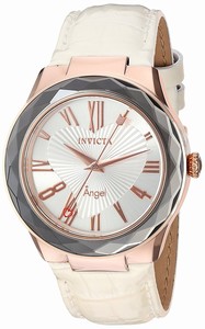Invicta Angel Quartz Analog White Leather Watch # 22541 (Women Watch)