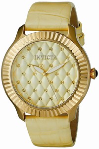 Invicta Quartz Analog Light Yellow Leather Watch # 22562 (Women Watch)