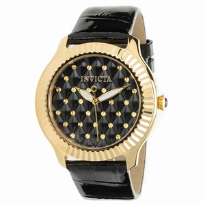 Invicta Angel Quartz Analog Black Leather Watch # 22563 (Women Watch)