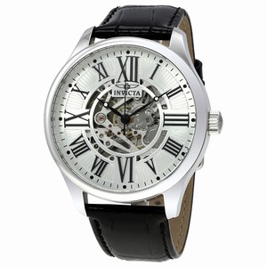 Invicta Vintage Automatic Skeleton Dial Black Leather Watch # 22566 (Men Watch)