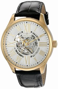 Invicta Vintage Automatic Skeleton Dial Black Leather Watch # 22568 (Men Watch)