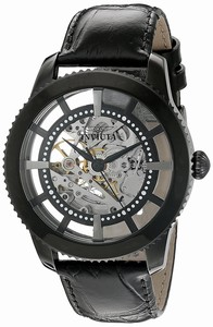 Invicta Vintage Automatic Skeleton Dial Black Leather Watch # 22572 (Men Watch)