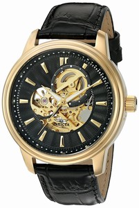 Invicta Vintage Automatic Skeleton Dial Black Leather Watch # 22578 (Men Watch)