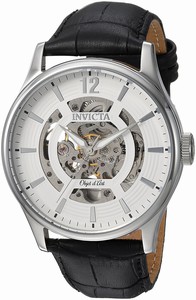 Invicta Object D Art Automatic Skeleton Dial Black Leather Watch # 22594 (Men Watch)