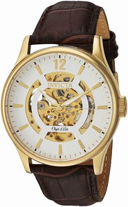 Invicta Object D Art Automayic White Dial Brown Leather Watch # 22595 (Men Watch)