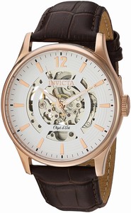 Invicta Object D Art Automatic White Dial Brown Leather Watch # 22596 (Men Watch)