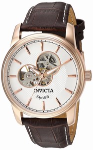 Invicta Object D Art Automatic Semi Skeleton Dial Brown Leather Watch # 22618 (Men Watch)