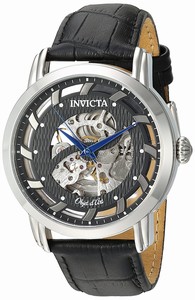 Invicta Object D Art Automatic Skeleton Dial Black Leather Watch # 22633 (Men Watch)