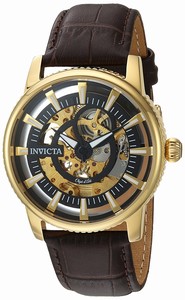 Invicta Object D Art Automatic Skeleton Dial Brown Leather Watch # 22642 (Men Watch)