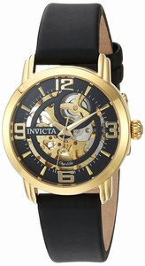 Invicta Object D Art Automatic Skeleton Dial Black Leather Watch # 22654 (Women Watch)