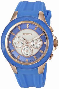 Invicta Angel Quartz Multifunction Dial Blue Silicone Watch # 22677 (Women Watch)