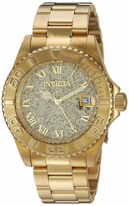 Invicta Gold Dial Stainless Steel Band Watch #22707 (Women Watch)