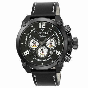Invicta Chronograph Date Black Leather Disney Limited Edition Watch # 22757 (Men Watch)