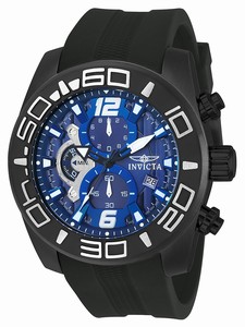 Invicta Pro Diver Quartz Chronograph Date Black Silicone Watch # 22813 (Men Watch)