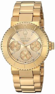 Invicta Gold Dial Stainless Steel Band Watch #22895 (Women Watch)