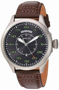 Invicta Aviator Quartz Day Date Brown Leather Watch # 22973 (Men Watch)