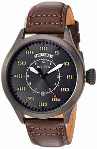 Invicta Aviator Quartz Analog Day Date Brown Leather Watch # 22975 (Men Watch)