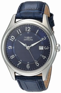 Invicta Quartz Analog Date Blue Leather Watch # 23017 (Men Watch)