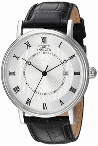 Invicta Vintage Quartz Analog Date Black Leather Watch # 23020 (Men Watch)