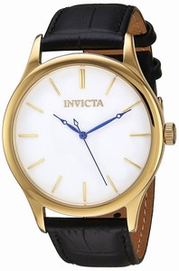 Invicta Quartz Analog Black Leather Watch # 23024 (Men Watch)