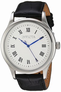 Invicta Vintage Quartz Roman Numerals Dial Black Leather Watch # 23025 (Men Watch)