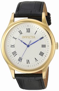 Invicta Quartz Roman Numerals Dial Black Leather Watch # 23026 (Men Watch)
