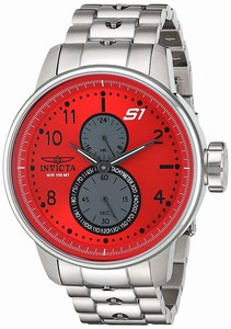 Invicta Red Dial Stainless Steel Band Watch #23061 (Men Watch)