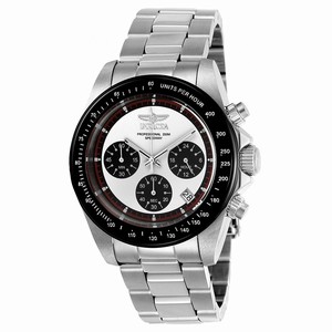 Invicta Silver And Black Dial Fixed Black Ion-plated Showing Tachymeter Markings Band Watch #23121 (Men Watch)