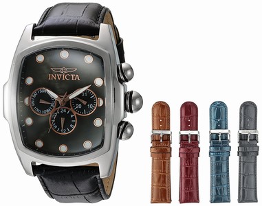 Invicta Lupah Quartz Day Date Black Leather Watch # 23199 (Men Watch)