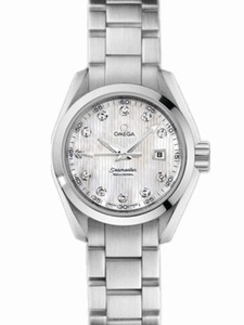 Omega 30mm Automatic Chronometer Aqua Terra Jewellery Teak White Mother Of Pearl Dial Stainless Steel Case, Diamonds With Stainless Steel Bracelet Watch #231.10.30.61.55.001 (Women Watch)