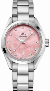 Omega Pink-mother-of-pearl-diamond Dial Stainless Steel Band Watch #231.10.34.20.57.003 (Men Watch)