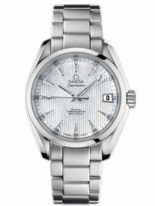 Omega 38.5mm Automatic Chronometer Aqua Terra Mid Size Teak White Mother Of Pearl Dial Stainless Steel Case, Diamonds With Stainless Steel Bracelet Watch #231.10.39.21.55.001 (Men Watch)