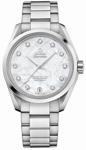 Omega Seamaster Aqua Terra Master Co-Axial White Mother of Pearl Diamond Dial Date Stainless Steel (38.5mm) Watch# 231.10.39.21.55.002 (Women Watch)
