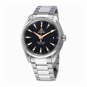 Omega Black Wave Pattern Dial Fixed Stainless Steel Band Watch #231.10.42.21.01.006 (Men Watch)