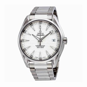 Omega Silver Wave Pattern Dial Fixed Stainless Steel Band Watch #231.10.42.21.02.006 (Men Watch)