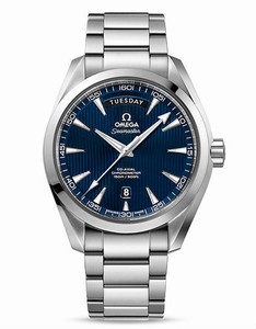 Omega Seamaster Aqua Terra Co-Axial Chronometer Automatic Blue Dial Day Date Stainless Steel Watch# 231.10.42.22.03.001 (Men Watch)