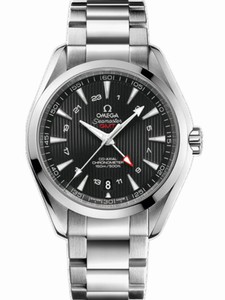 Omega 43mm Automatic Chronometer Aqua Terra 150M GMT Black Dial Stainless Steel Case With Stainless Steel Bracelet Watch #231.10.43.22.01.001 (Men Watch)