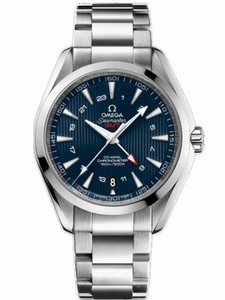 Omega 43mm Automatic Chronometer Aqua Terra 150M GMT Blue Dial Stainless Steel Case With Stainless Steel Bracelet Watch #231.10.43.22.03.001 (Men Watch)