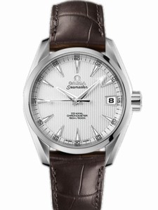 Omega 38.5mm Automatic Chronometer Aqua Terra Mid Size Silver Dial Stainless Steel Case With Brown Leather Strap Watch #231.13.39.21.02.001 (Men Watch)