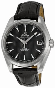 Omega 38.5mm Automatic Chronometer Aqua Terra Mid Size Black Dial Stainless Steel Case With Black Leather Strap Watch #231.13.39.21.06.001 (Men Watch)