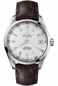 Omega 41.5mm Chronometer Aqua Terra Silver Dial Stainless Steel Case With Brown Leather Strap Watch #231.13.42.21.02.001 (Men Watch)