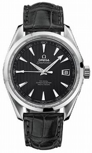 Omega 41.5mm Chronometer Aqua Terra Black Dial Stainless Steel Case With Black Leather Strap Watch #231.13.42.21.06.001 (Men Watch)