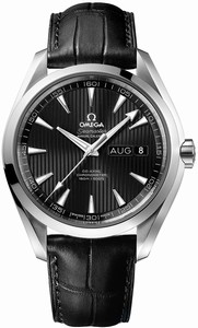 Omega Seamaster Aqua Terra Co-Axial Automatic Chronometer Annual Calender Black Leather Watch# 231.13.43.22.01.002 (Men Watch)