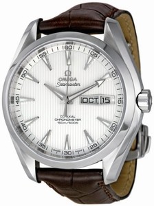 Omega 43mm Automatic Chronometer Aqua Terra Annual Calendar Silver Dial Stainless Steel Case With Brown Leather Strap Watch #231.13.43.22.02.001 (Men Watch)