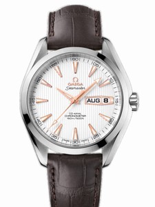 Omega 43mm Automatic Chronometer Aqua Terra Annual Calendar Silver Dial Stainless Steel Case With Brown Leather Strap Watch #231.13.43.22.02.002 (Men Watch)
