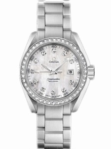 Omega 30mm Quartz Aqua Terra Jewellery Teak White Mother Of Pearl Dial Stainless Steel Case, Diamonds With Stainless Steel Bracelet Watch #231.15.30.61.55.001 (Women Watch)