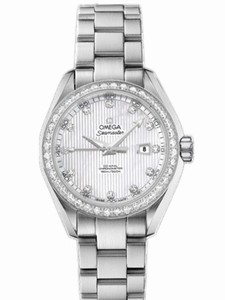 Omega 34mm Automatic Chronometer Aqua Terra White Mother Of Pearl Dial Stainless Steel Case, Diamonds With Stainless Steel Bracelet Watch #231.15.34.20.55.001 (Women Watch)